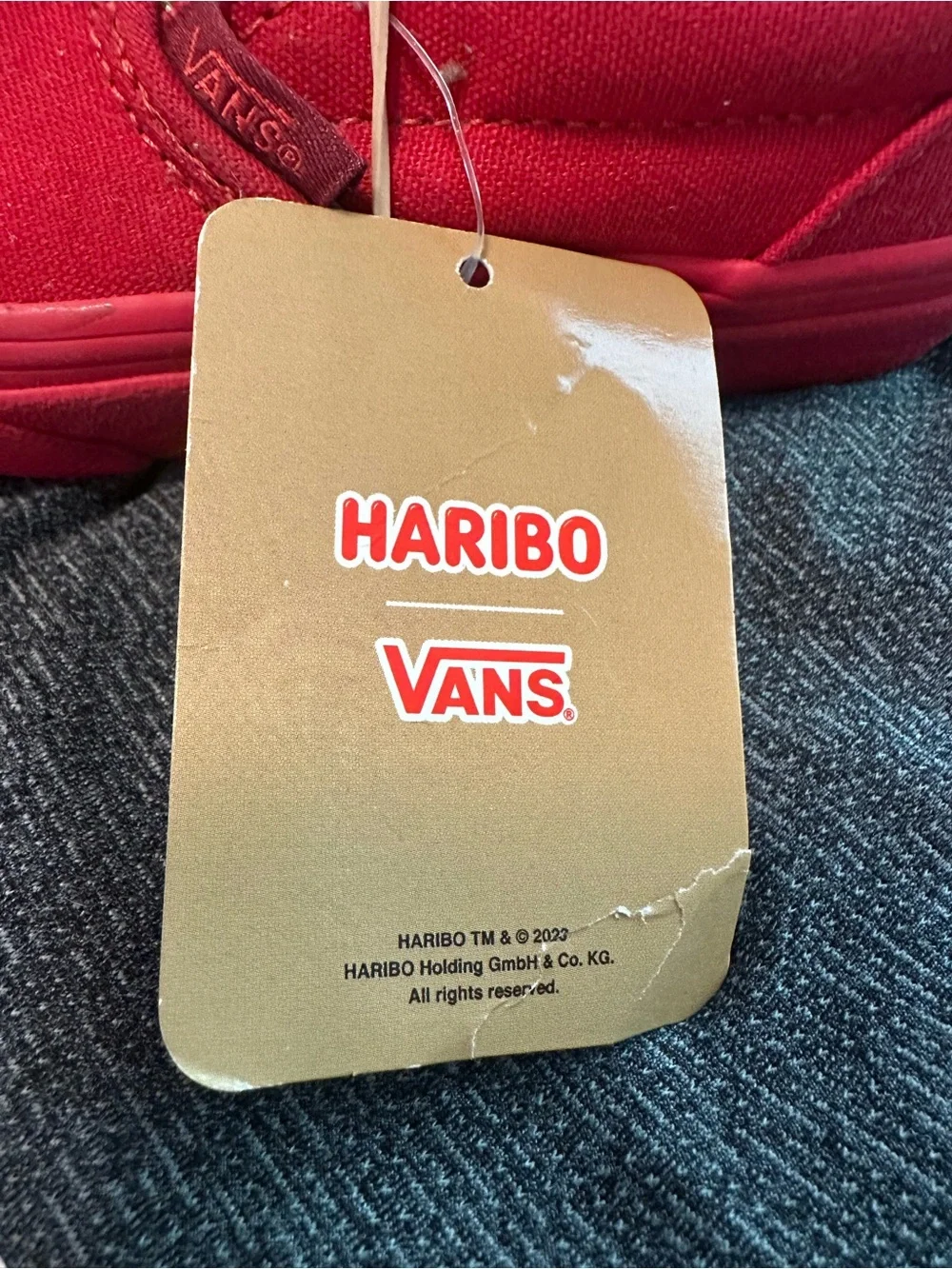 Vans Kids Red Slip-On Sneakers with Haribo Gummy Patch